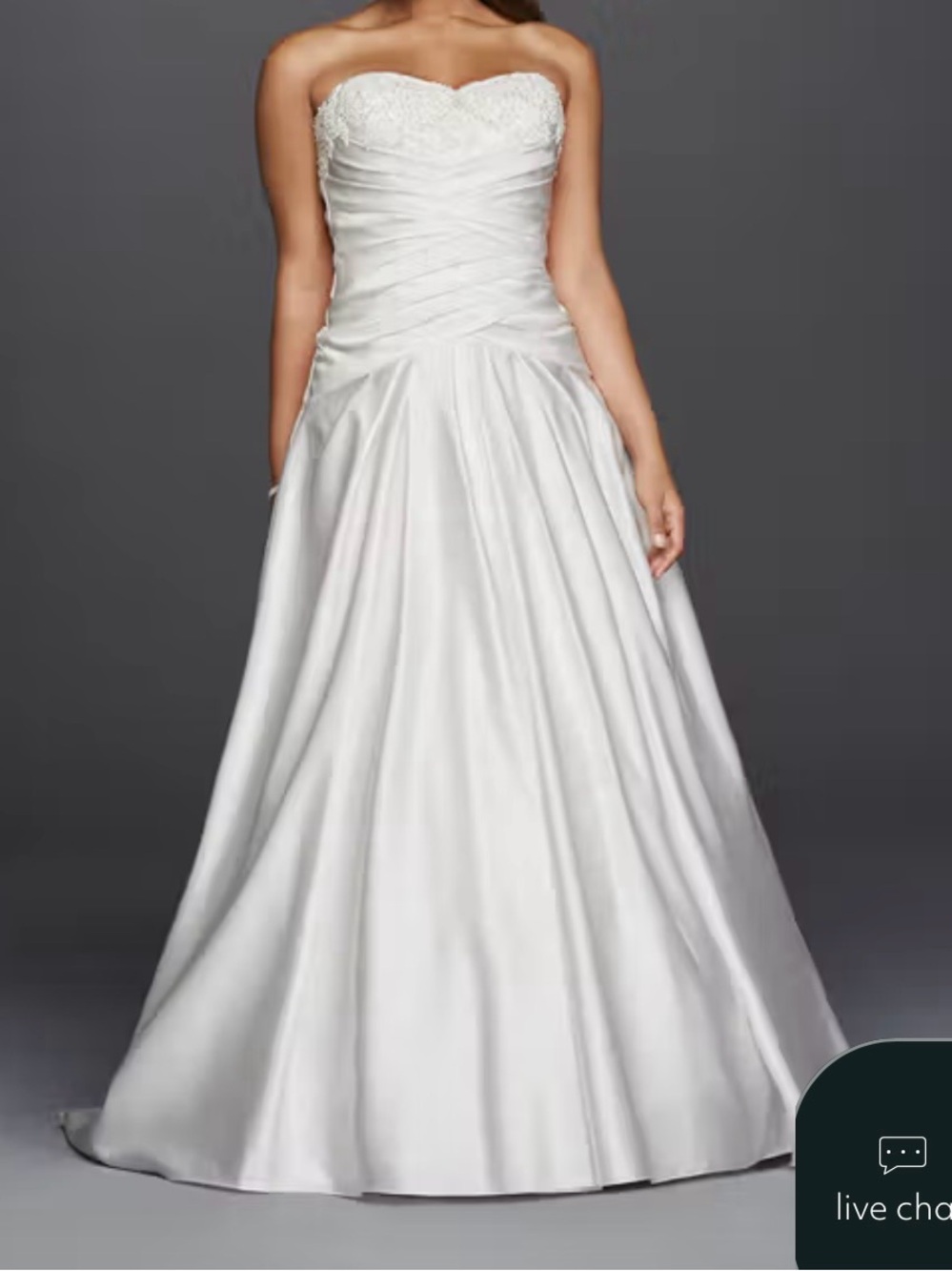 DAVIDS BRIDAL WHITE GLOSSY SATIN & SPARKLY SWEETHEART BUST WEDDING DRESS GOWN - Picture 14 of 14